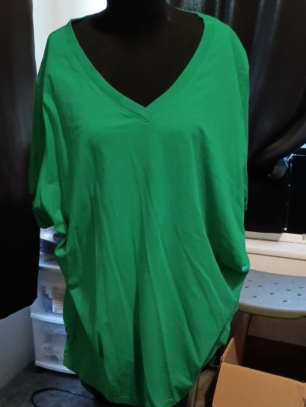 Roaman's Bright Green V-Neck Tunic Top